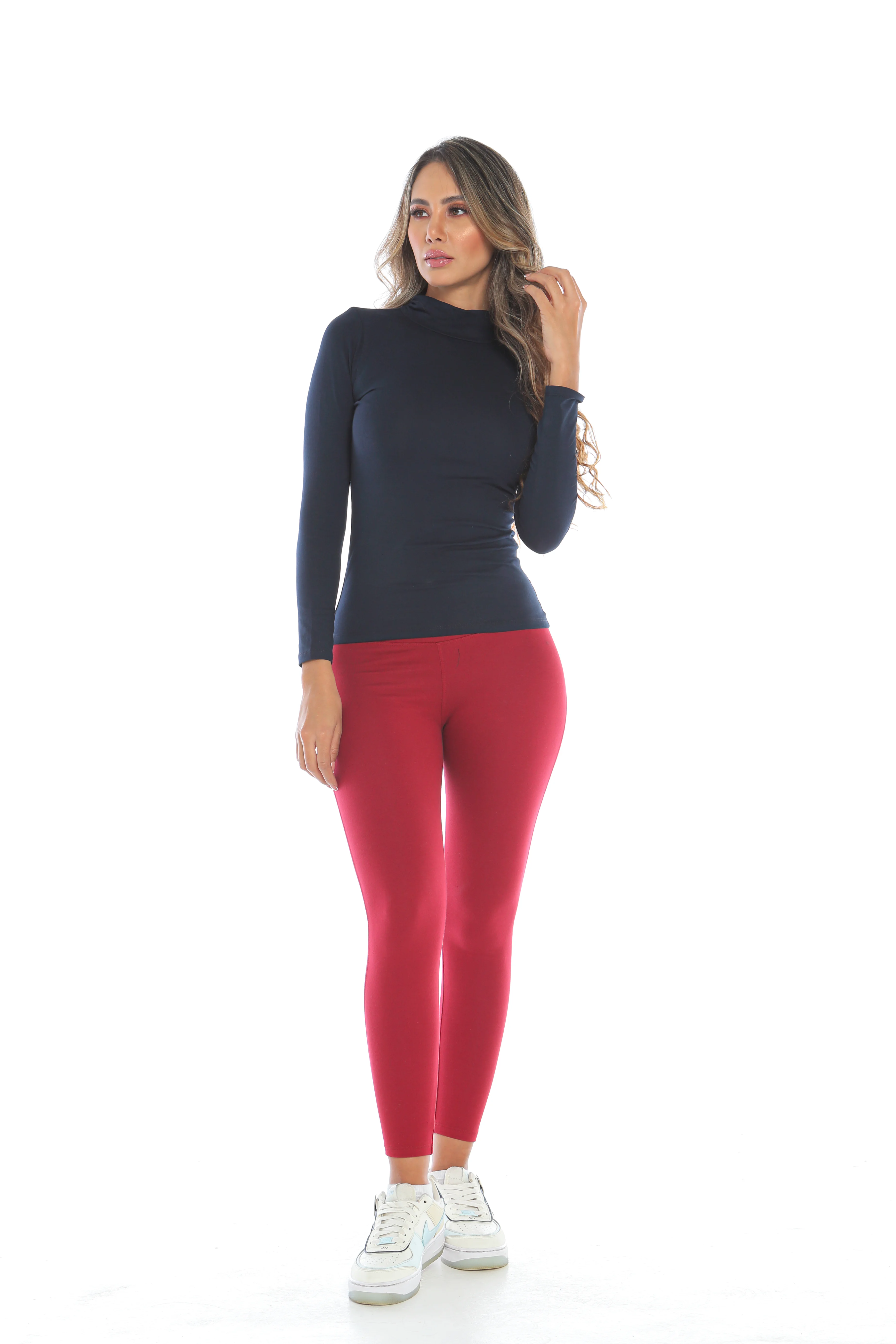 Camiseta Cuello Alto de Algodón para Mujer
